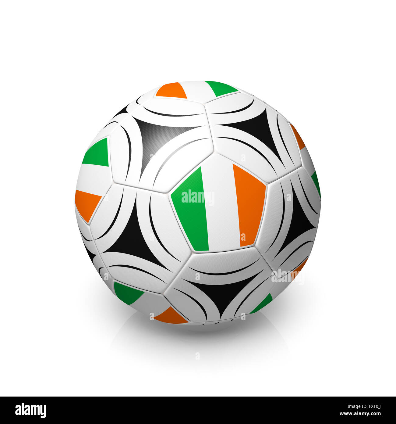 Un football avec un drapeau irlandais, 3D render sur un fond blanc. Banque D'Images