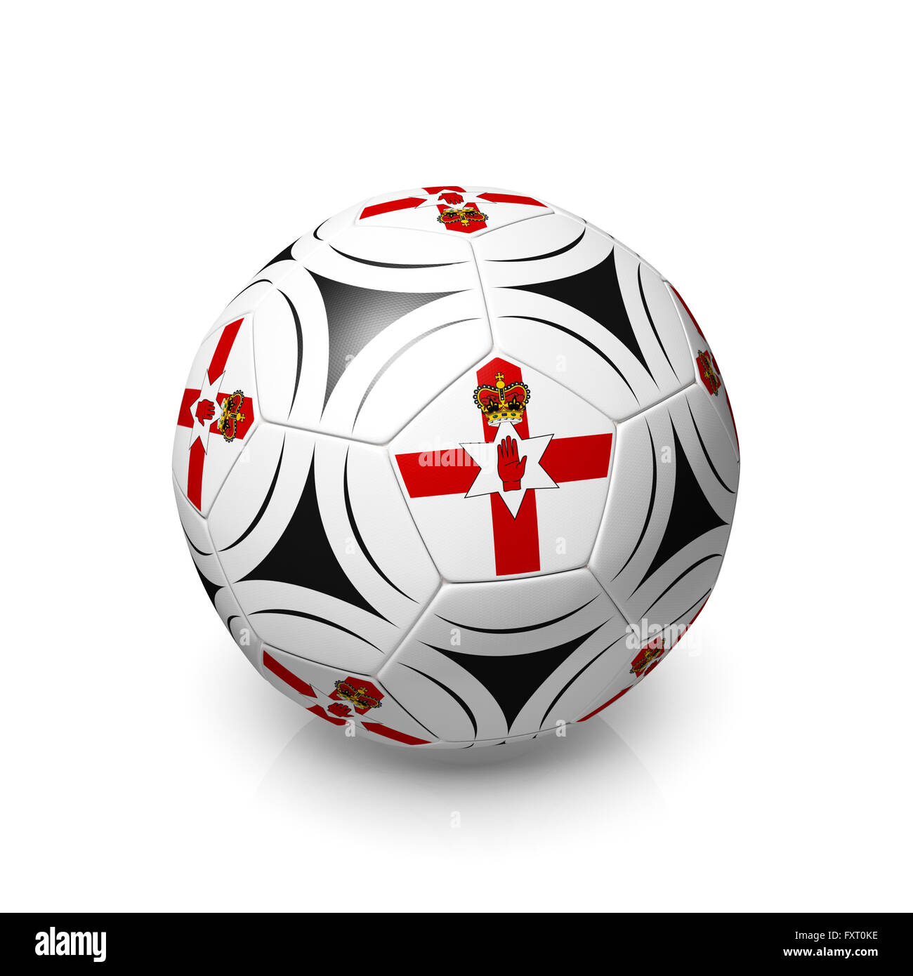 Un football avec un drapeau de l'Irlande du Nord, le rendu 3D sur un fond blanc. Banque D'Images