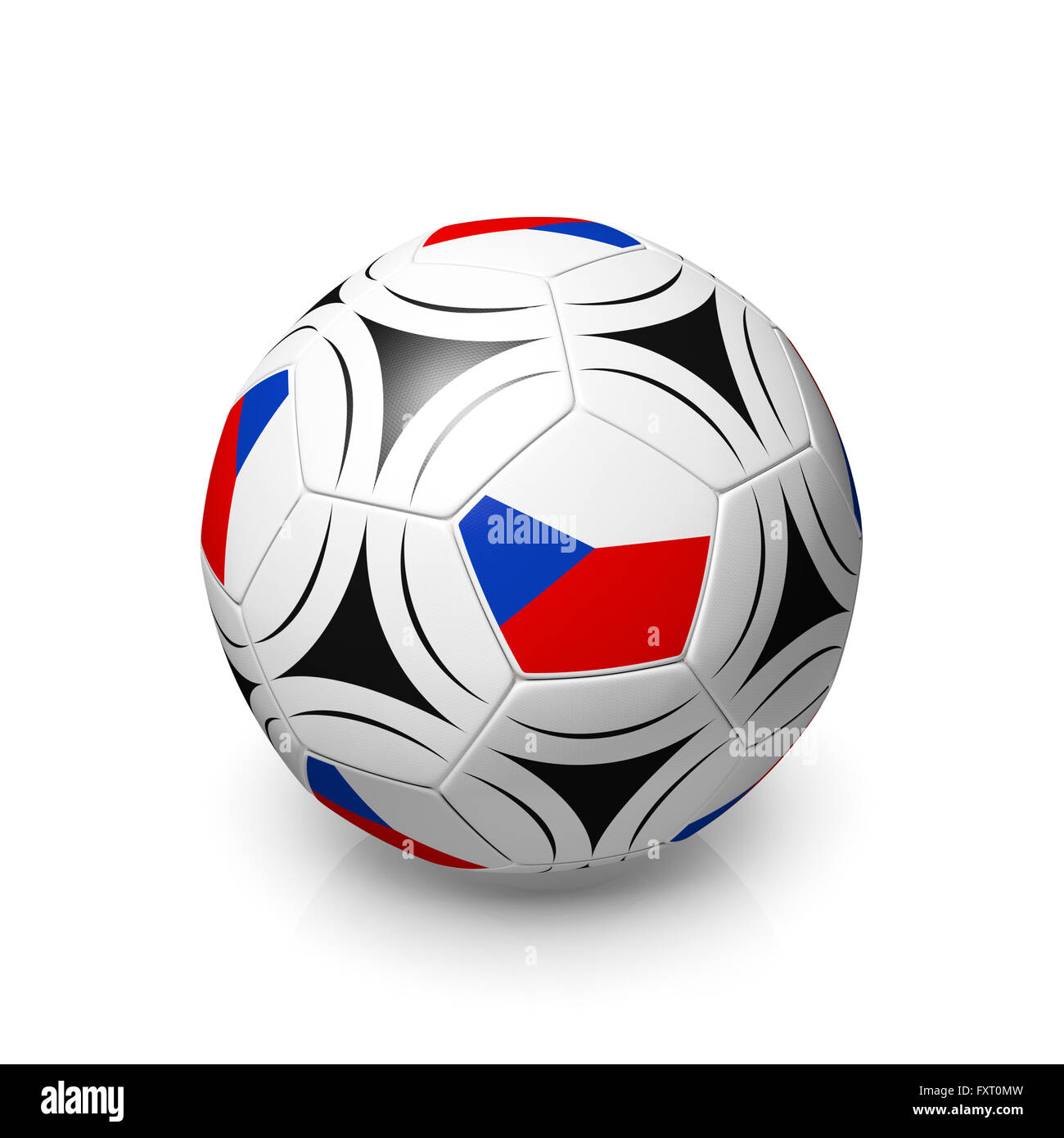 Un football avec un drapeau tchèque, 3D render sur un fond blanc. Banque D'Images