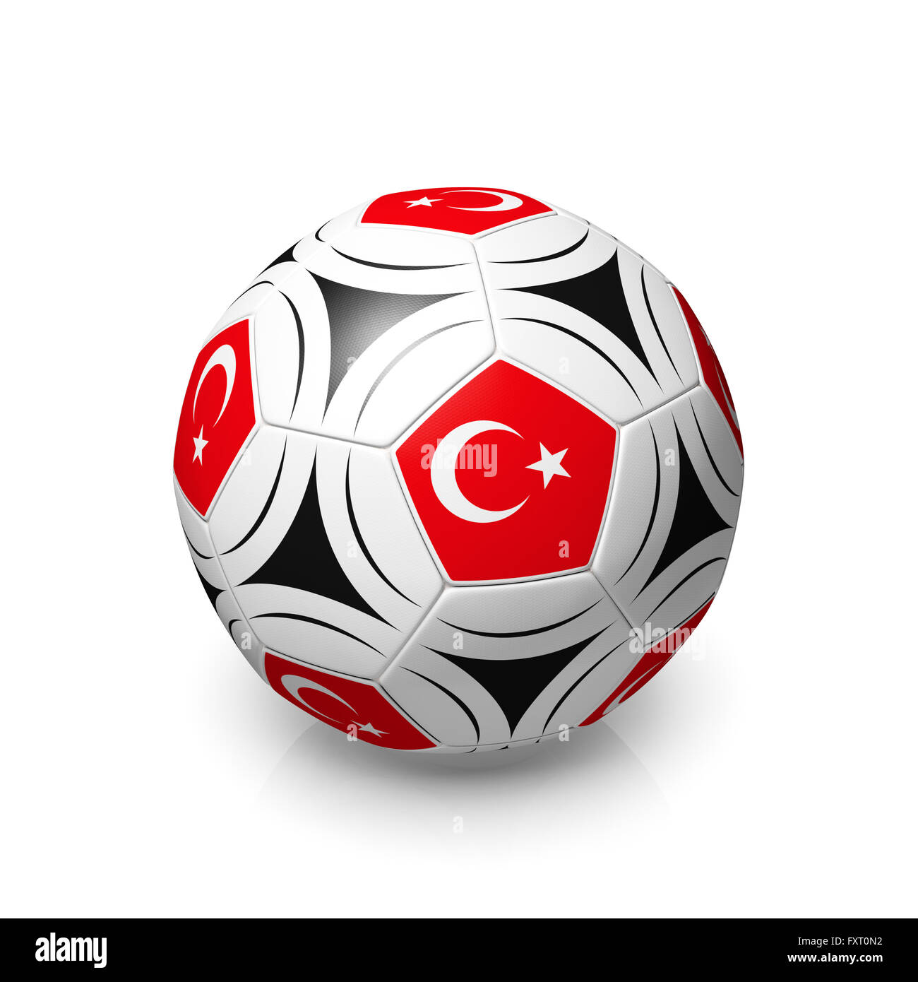 Un football avec un drapeau turc, le rendu 3D sur un fond blanc. Banque D'Images