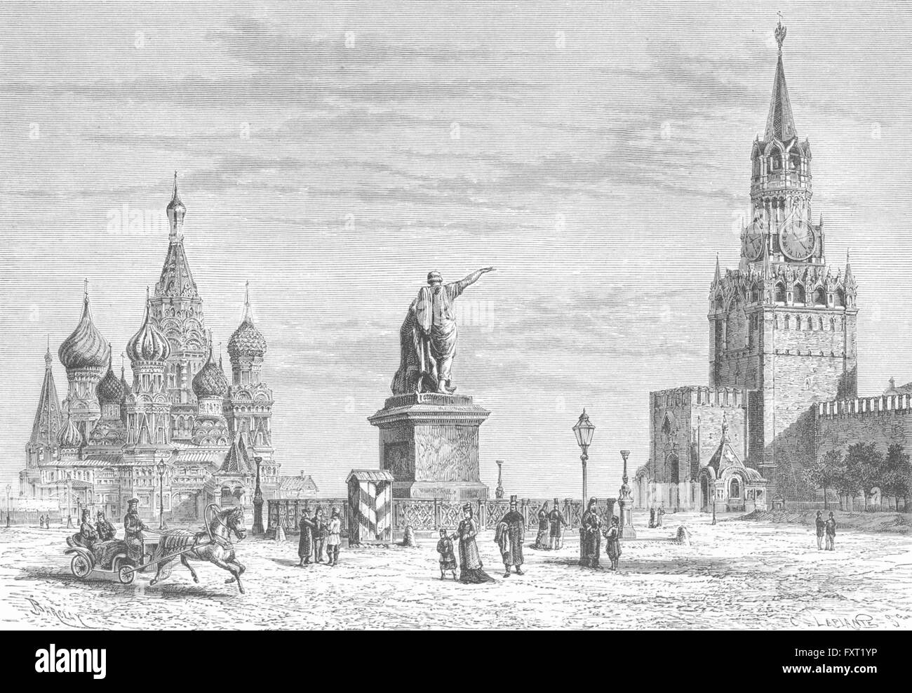 La Russie : Moscow-Church St Vasily, Minin, antique print c1885 Banque D'Images