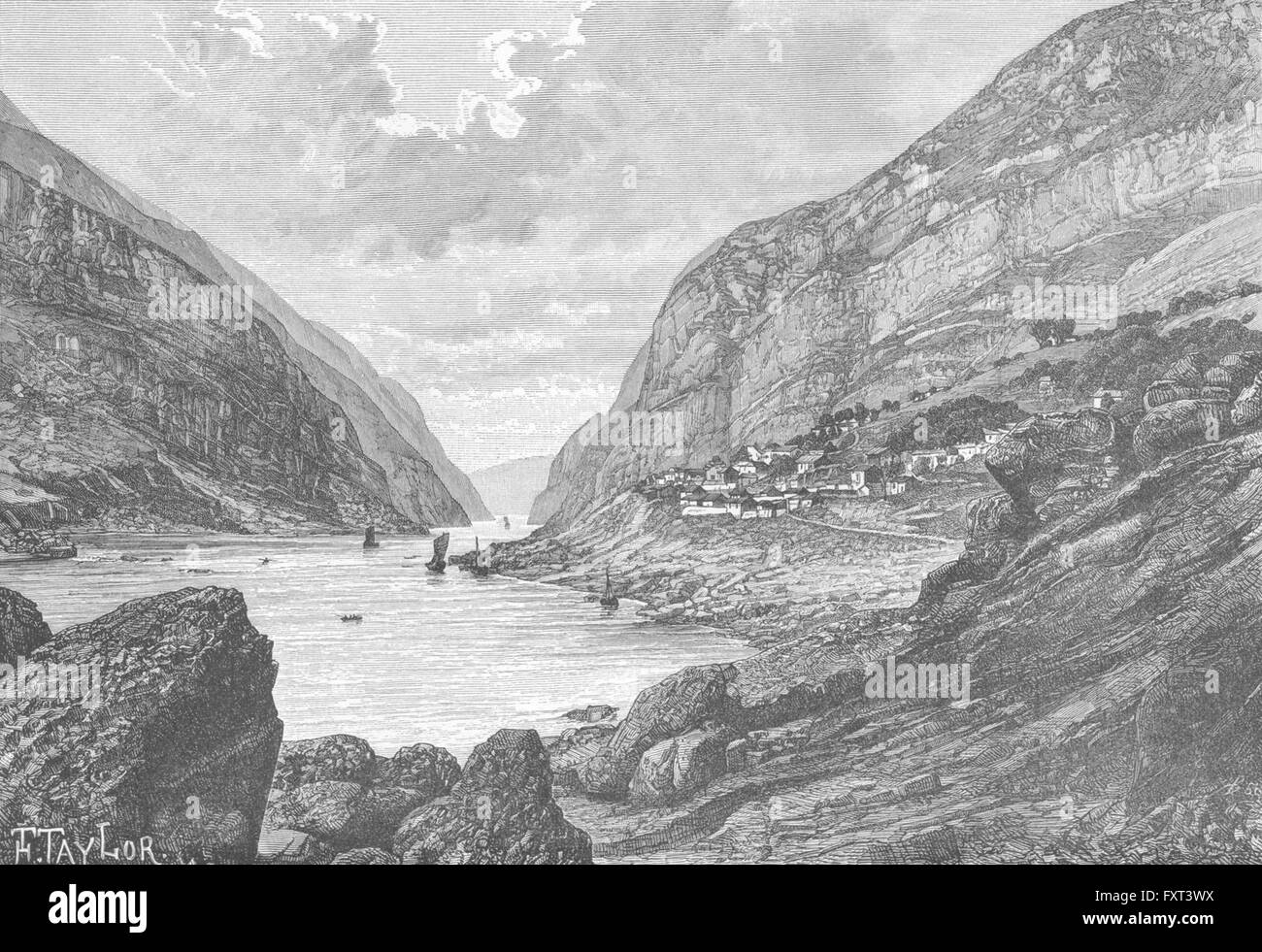 Chine : Yangtze-Kiang-mitan Gorge, antique print c1885 Banque D'Images