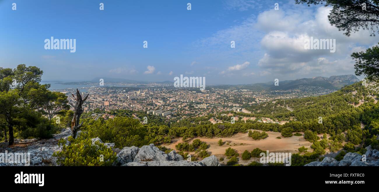 Ville Toulon en France du Mont Faron vue panoramique Banque D'Images