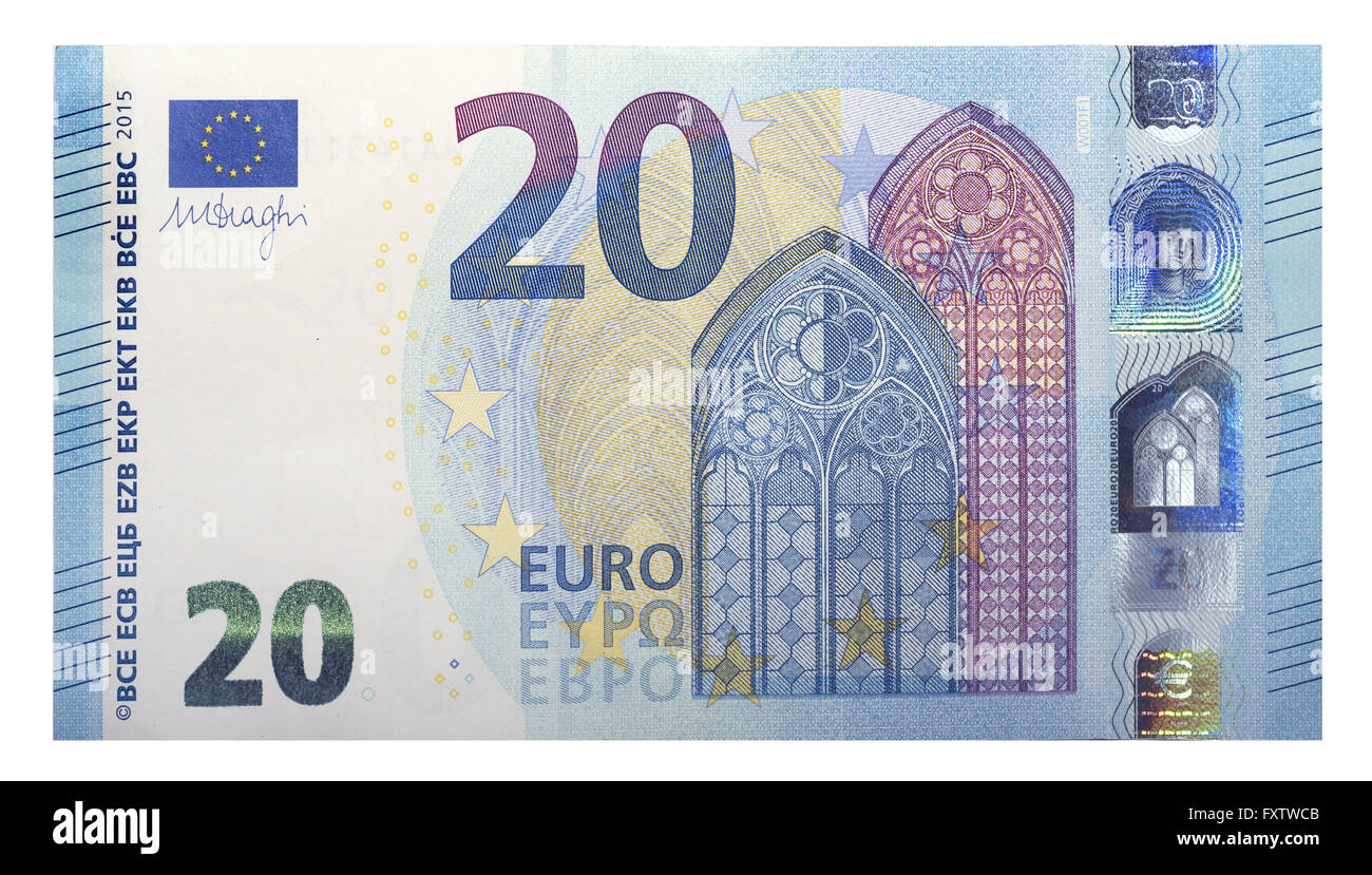 Nouveau billet de 20 Euro, 2015 Banque D'Images