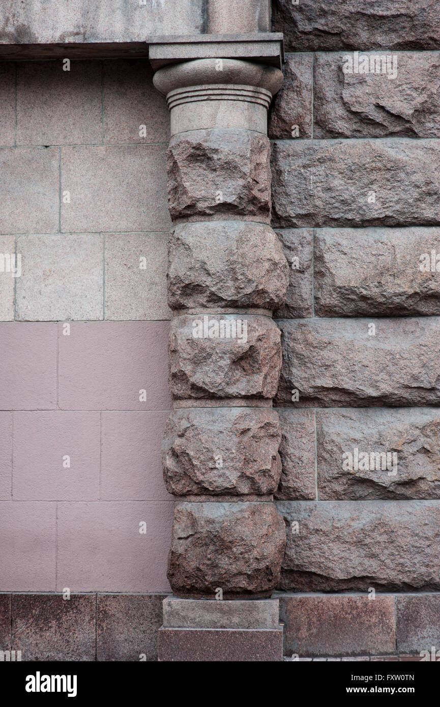 Élément du modèle architectural classique vieux mur avec la colonne Banque D'Images