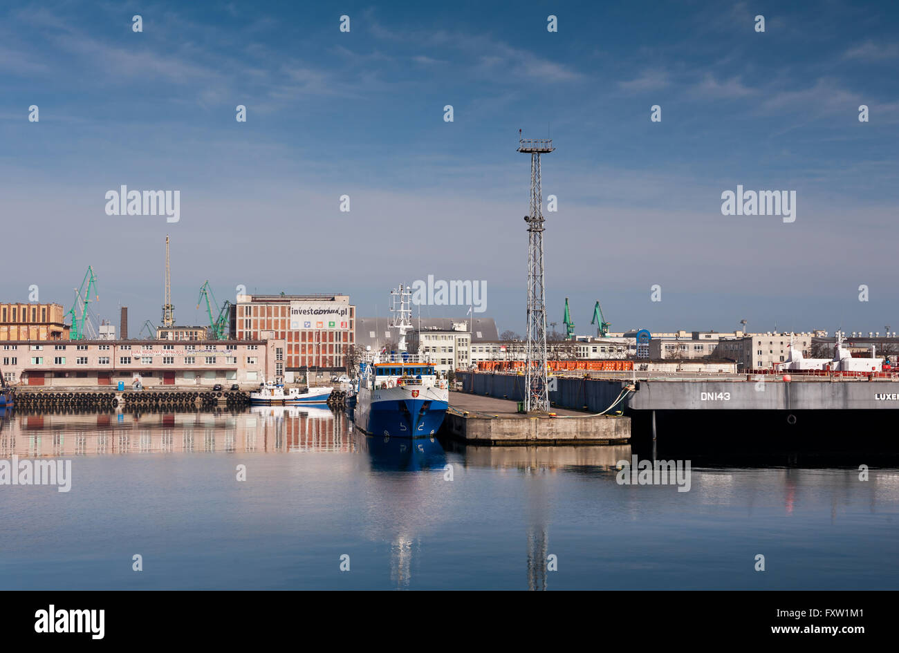 Baltica navire de soutien de la pêche dans le port de Gdynia, Pologne, Europe, à l'extérieur de l'seaborne bateaux amarrés à quai voir Banque D'Images