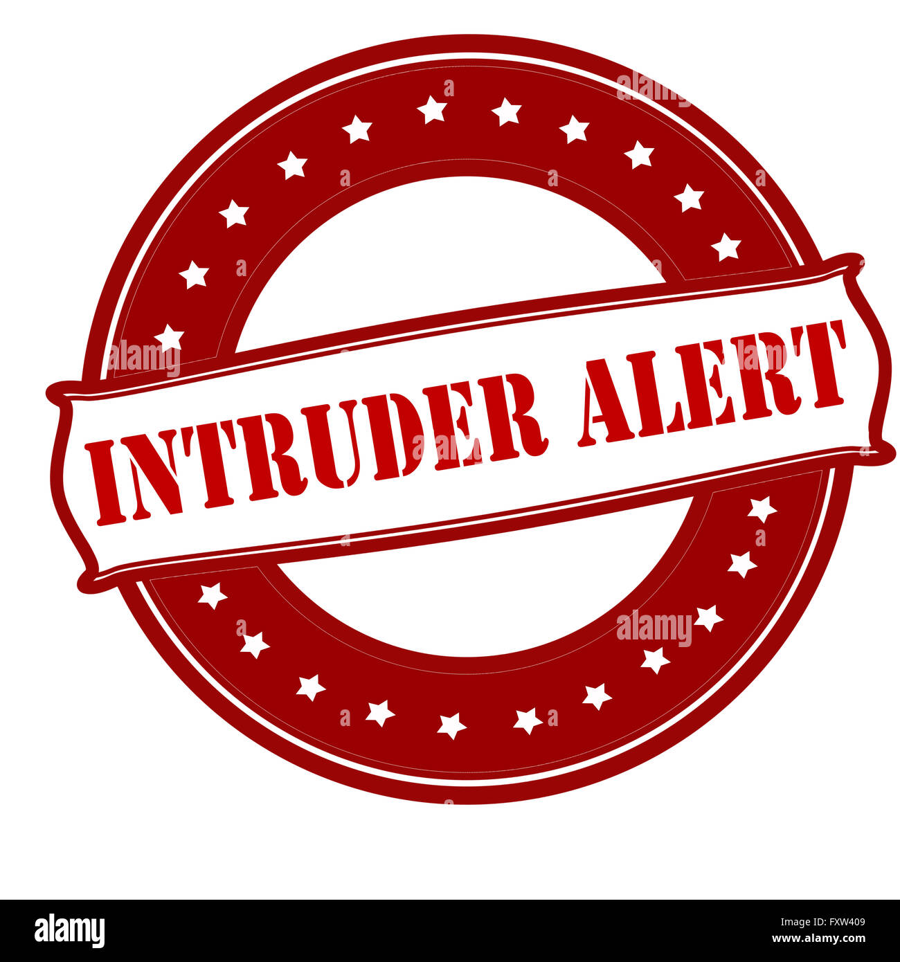 Timbres en caoutchouc avec du texte à l'intérieur d'alerte intrus, vector illustration Banque D'Images