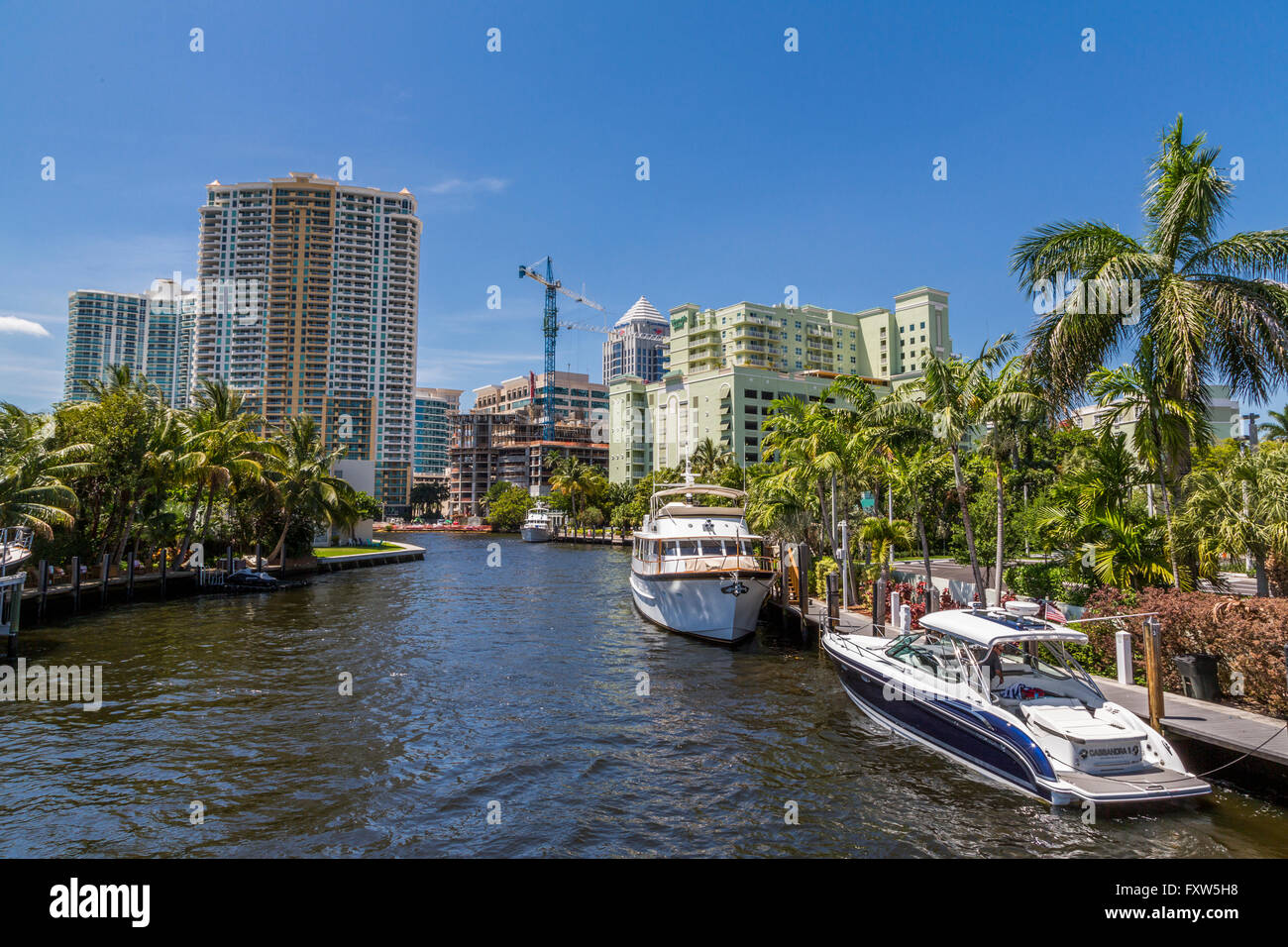 Le Tarpon River et le centre-ville de Ft.Lauderdale Florida USA Banque D'Images