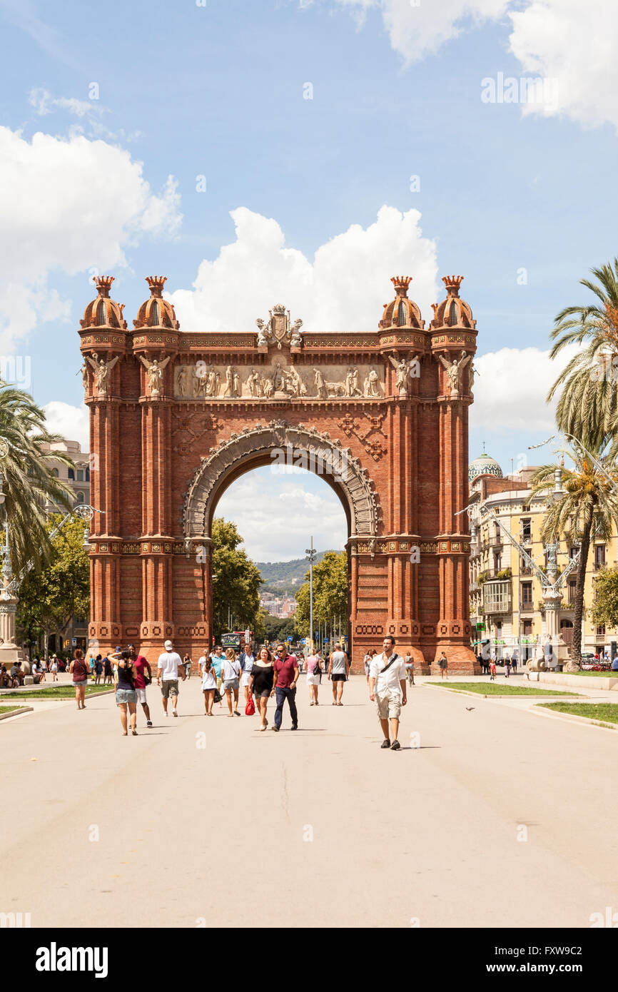 Arc de Triomphe, Arc de Triomphe, Passeig Lluis Companys, près de Parc de la Ciutadella, Barcelone, Espagne Banque D'Images