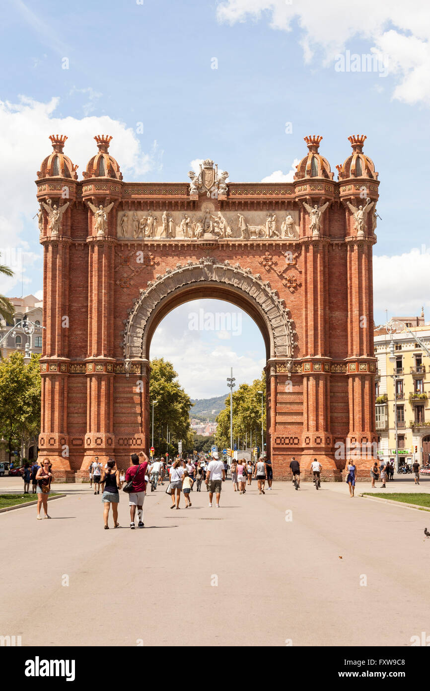 Arc de Triomphe, Arc de Triomphe, Passeig Lluis Companys, près de Parc de la Ciutadella, Barcelone, Espagne Banque D'Images