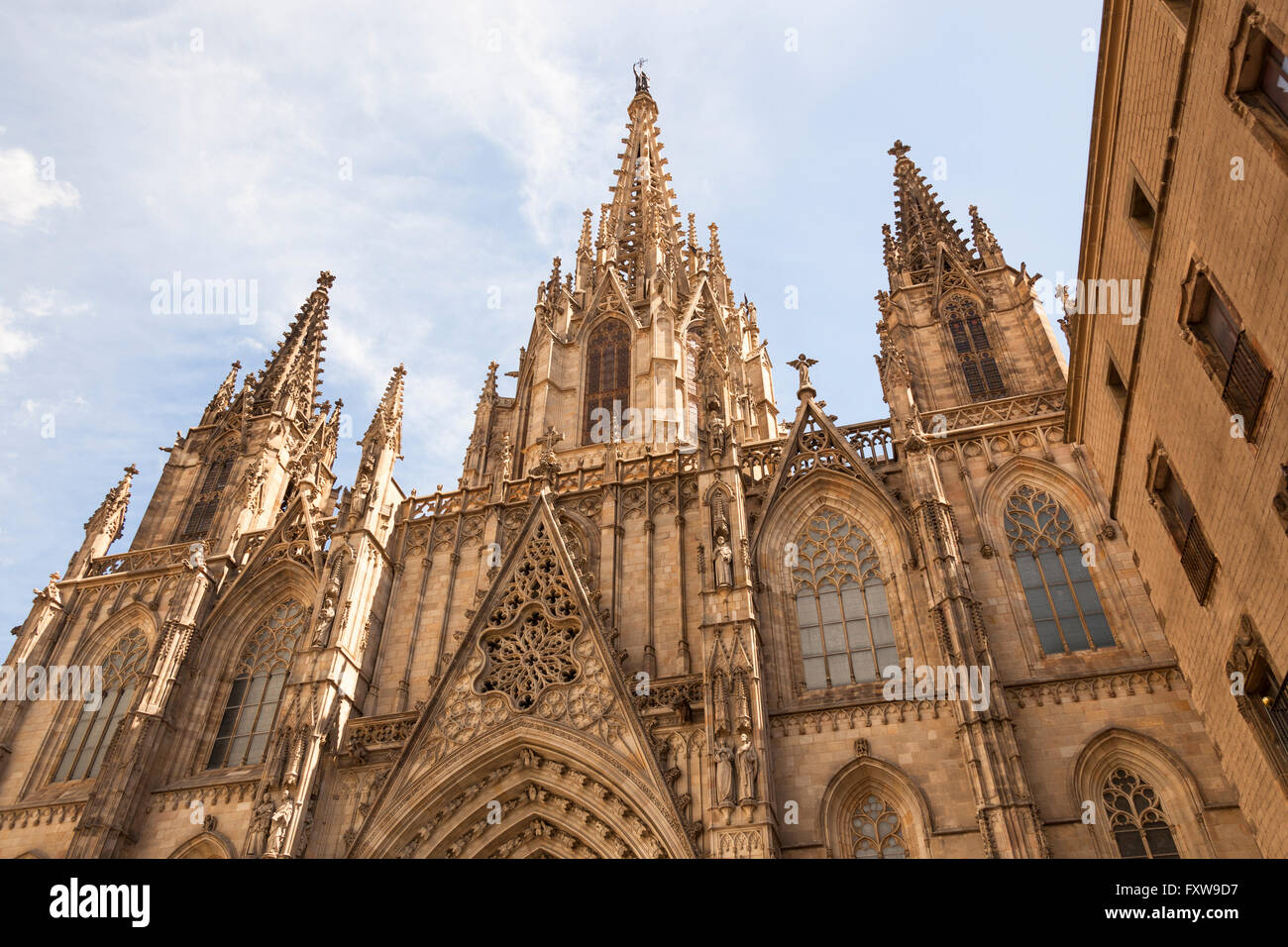 La Cathédrale de Barcelone, la cathédrale de la Sainte Croix et Sainte Eulalia, Barcelone, Espagne Banque D'Images