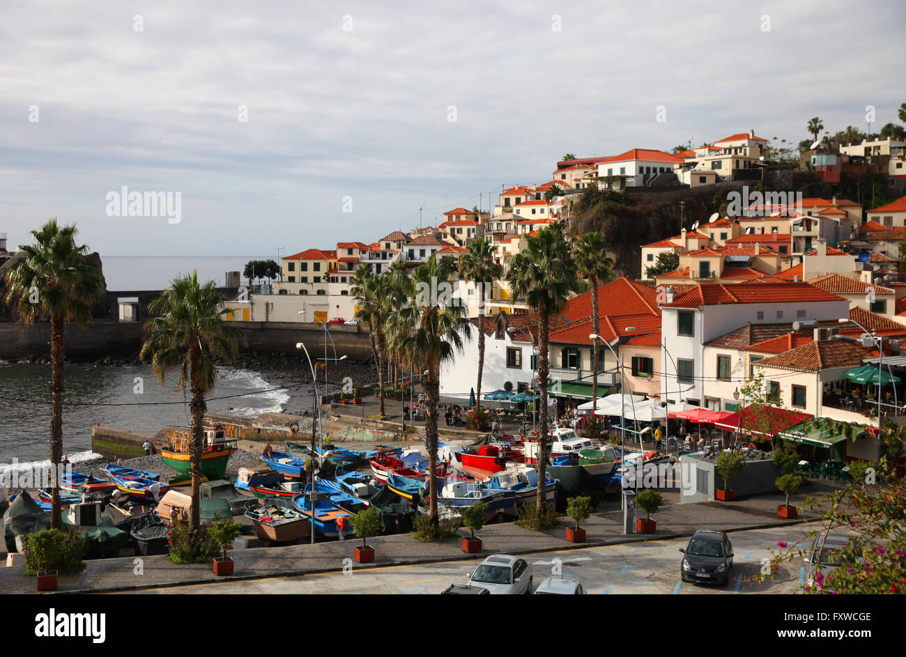 Bateaux de pêche dans l'APPAREIL PHOTO DU PORT DE LOBOS MADEIRA 12 Décembre 2014 Banque D'Images