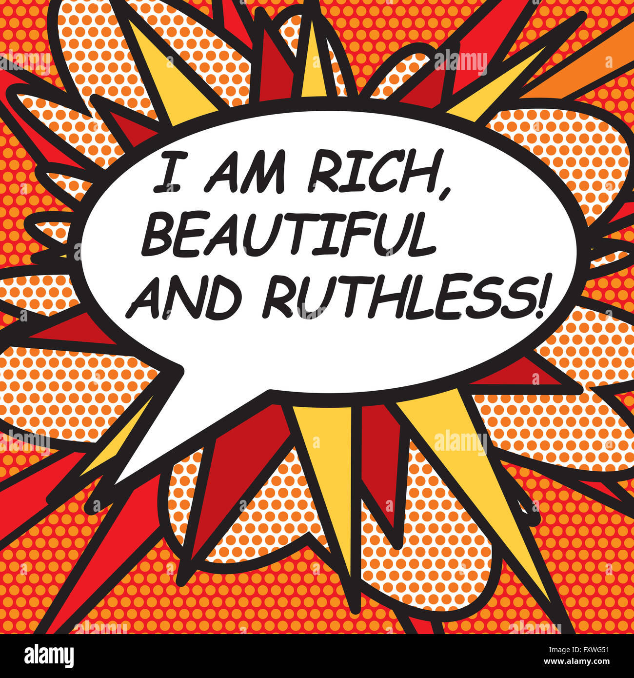 Pop Art Bande dessinée JE SUIS RICHE Banque D'Images