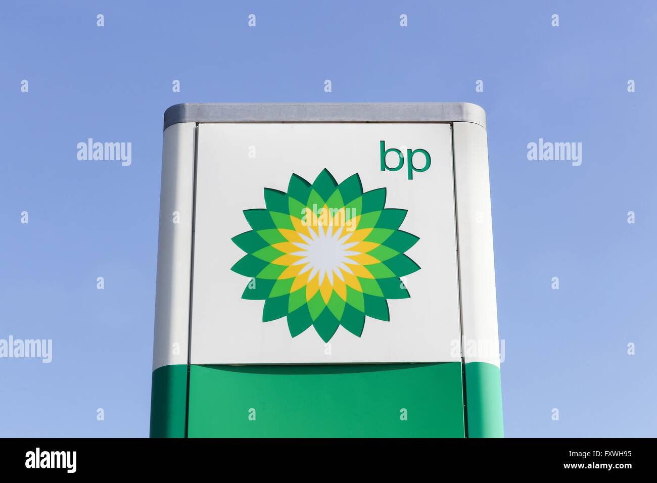Le logo de BP sur un panneau Banque D'Images