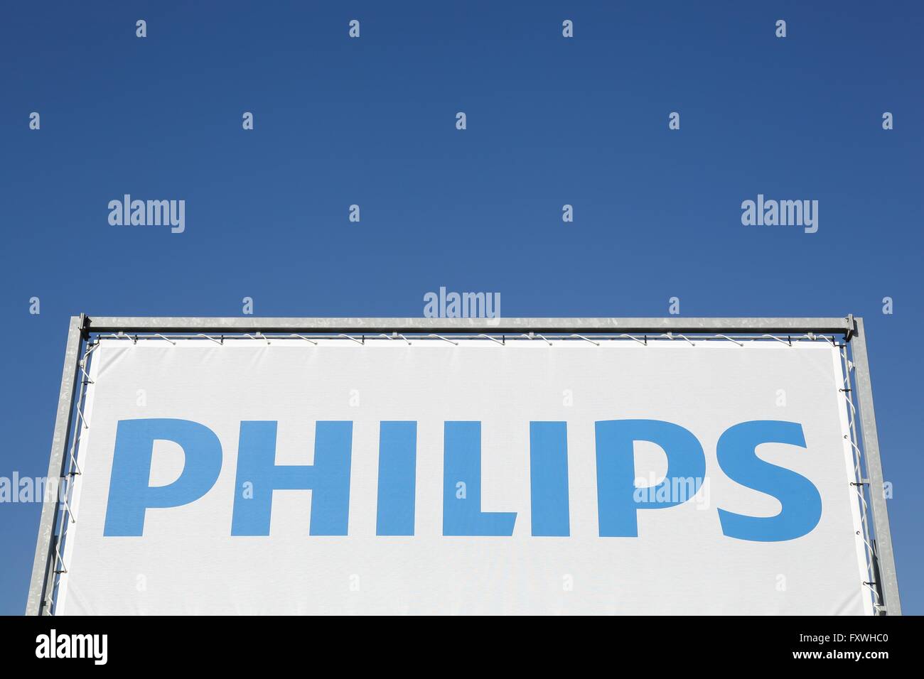 Signer sur une bannière de Philips Banque D'Images
