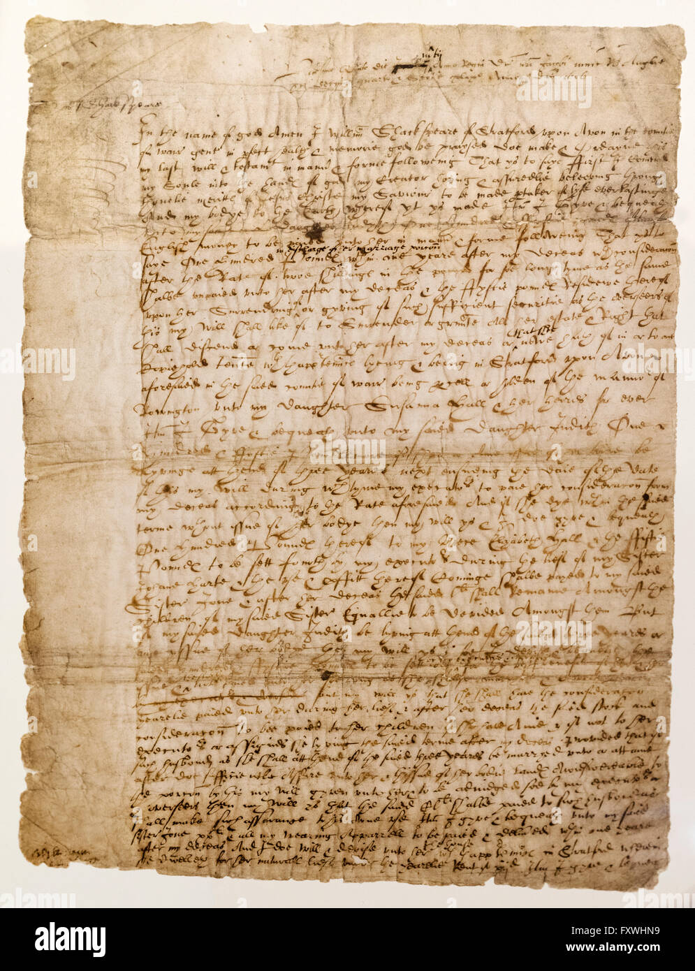 William Shakespeare's testament (Page 1 de 3) Banque D'Images
