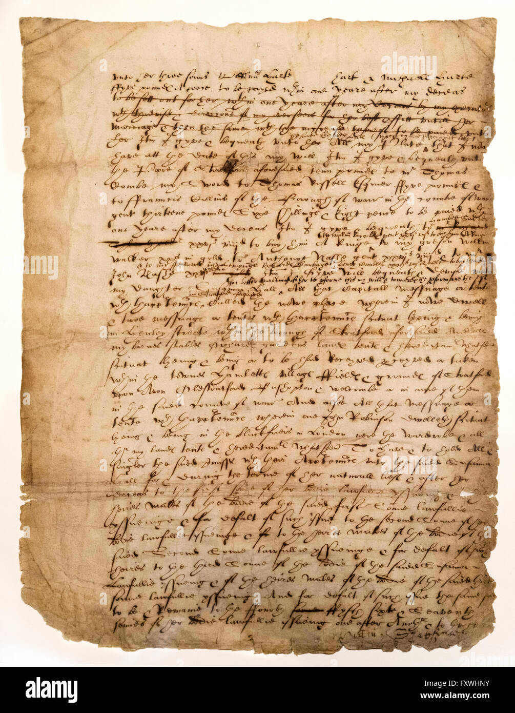 William Shakespeare's testament (Page 2 de 3) Banque D'Images