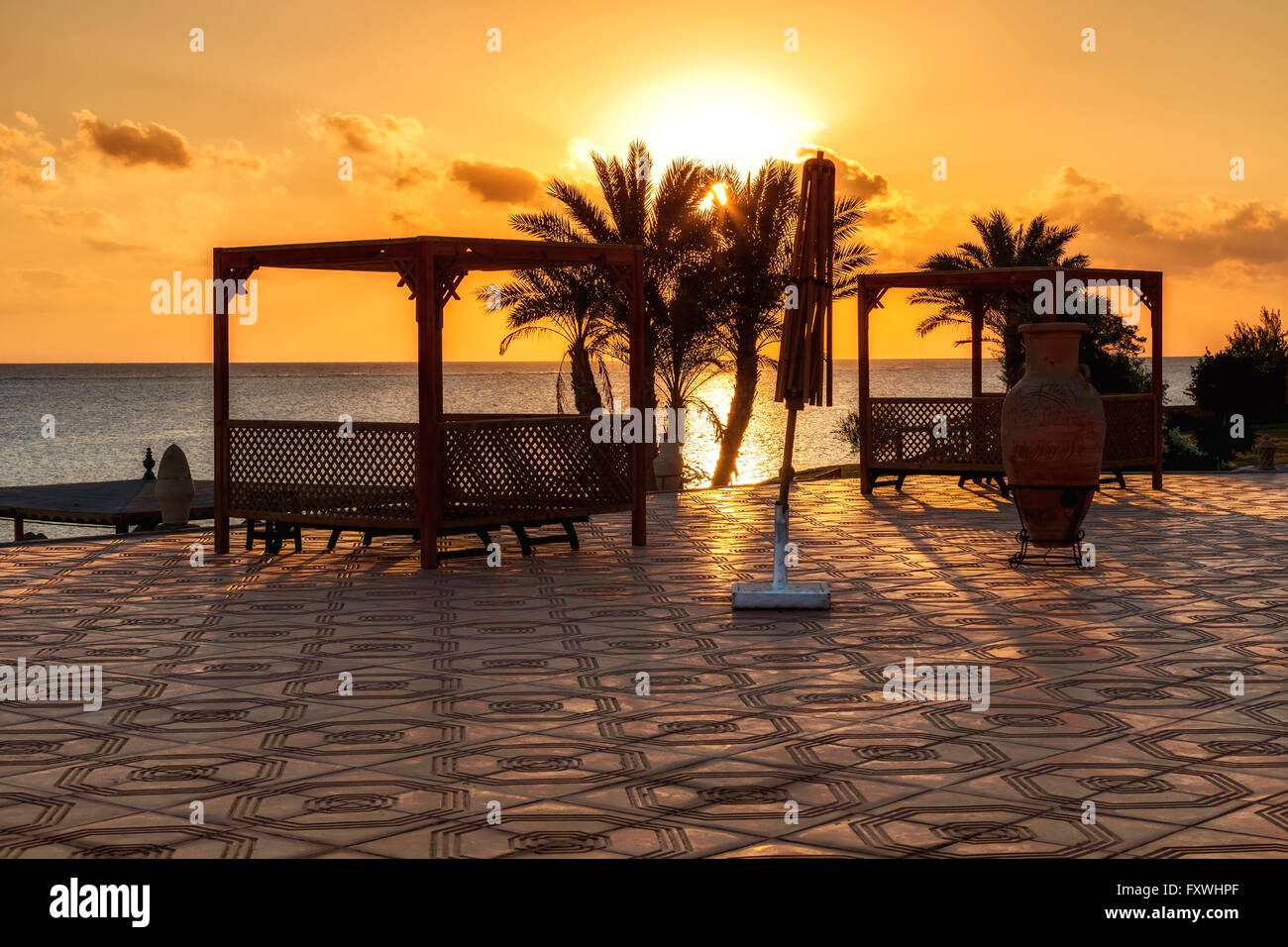 Coucher du soleil à Marsa Alam, red sea, Egypt Banque D'Images