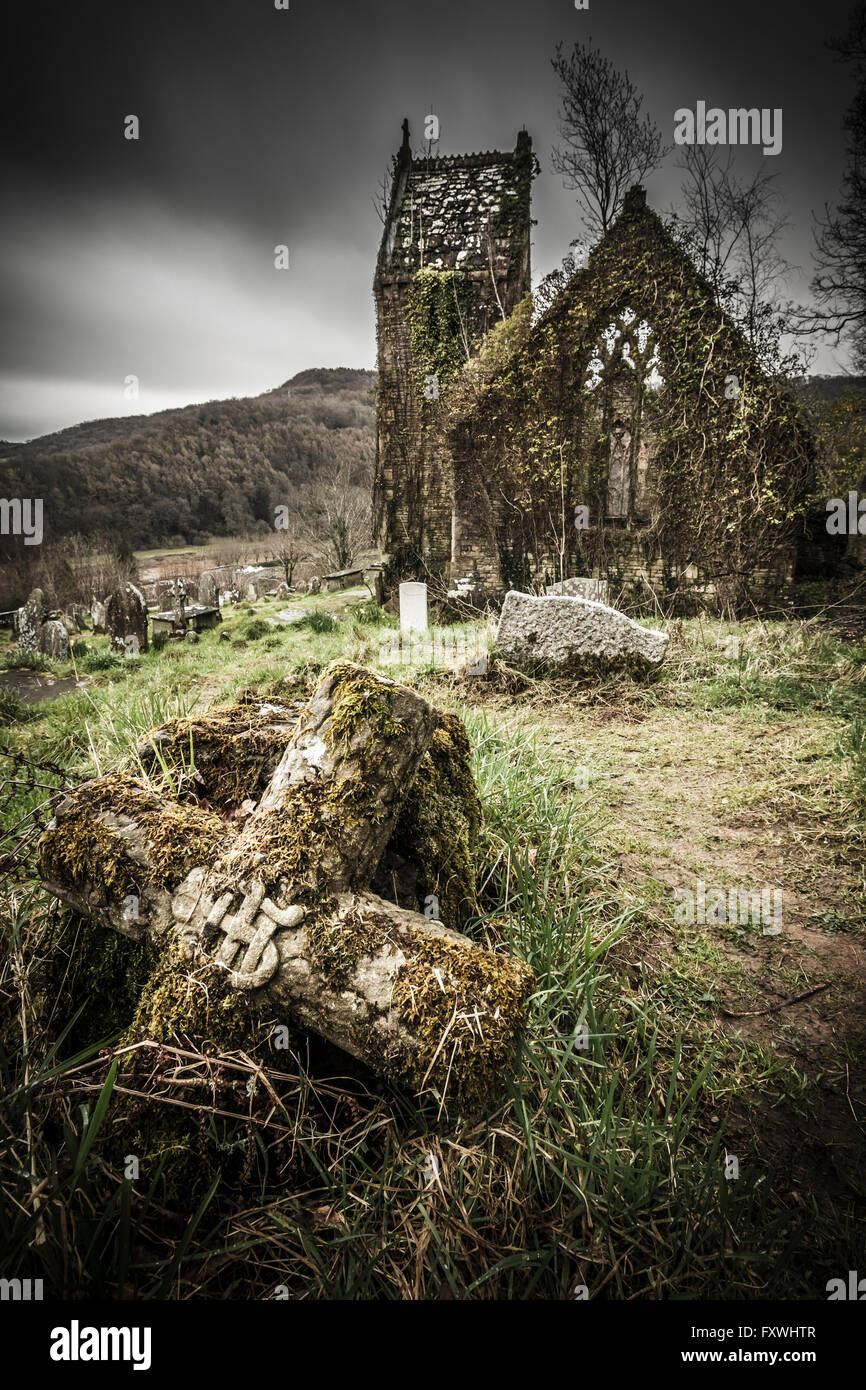 Ruines de l'église St Mary, Tintern, Monmouthshire, Wales, UK Banque D'Images