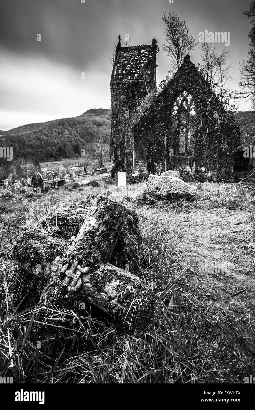 Ruines de l'église St Mary, Tintern, Monmouthshire, Wales, UK Banque D'Images
