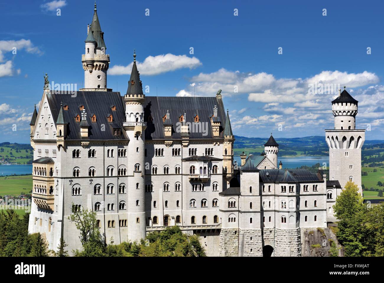 L'Allemagne, la Bavière, le château de Neuschwanstein, Hohenschwangau, plus beaux châteaux en Allemagne, meilleur allemand châteaux, romantique, belle, le Roi Louis, château de conte de fées, légendaire, célèbre, plus connu château allemand, voyage, tourisme, Allemagne du Sud, à l'horizontale, s Banque D'Images