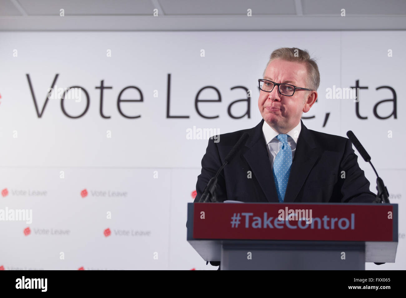 La tour de Westminster, 3 Albert Embankment, Lambeth 19 avril 2016 Michael Gove, le secrétaire de la Justice britannique a fait aujourd'hui le cas pour pourquoi la Grande-Bretagne devrait quitter l'UE. Vote partisan de congé aujourd'hui Michael Gove a fait un discours important intitulé : "Les faits de la vie dire Quitter'. La parole dans la première semaine de la campagne officielle, le secrétaire de la Justice a fait l'affaire pour laquelle la Grande-Bretagne et l'Europe sera à la fois mieux si nous laisser voter. Crédit : Jeff Gilbert/Alamy Live News Banque D'Images