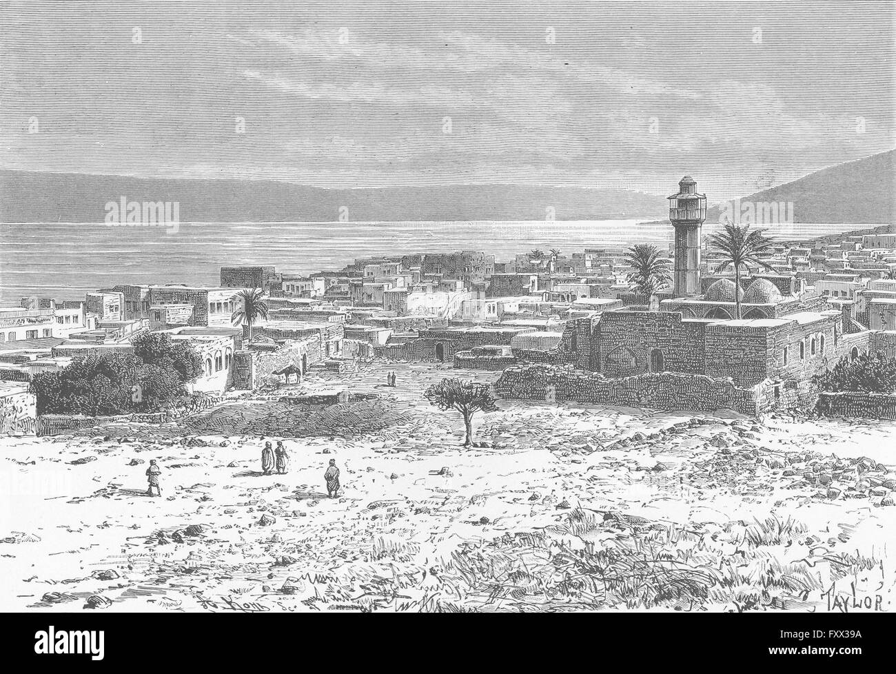 Israël : le lac de Tibériade, et ancien c1885 Banque D'Images