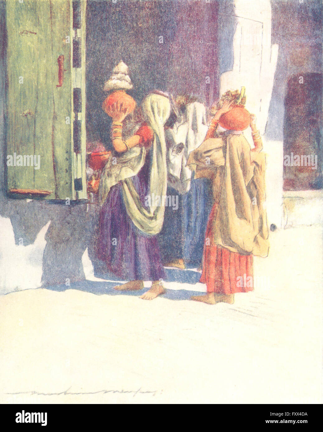 Inde : l'eau-transporteurs à Nutha, antique print 1905 Banque D'Images