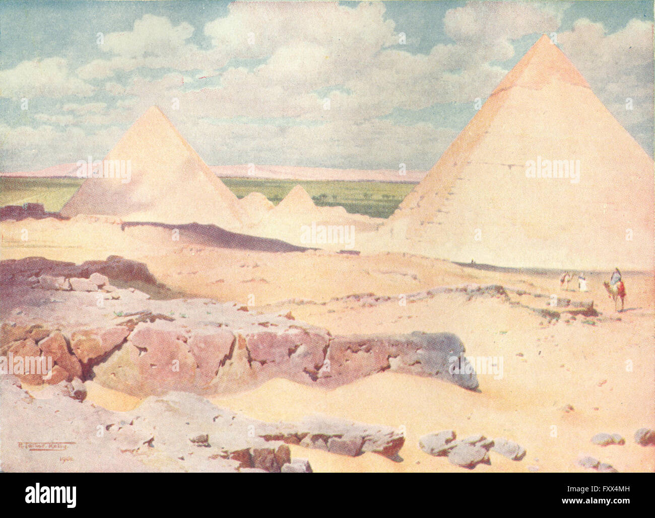 Égypte : les pyramides de Gizeh du désert. Gizeh., antique print 1912 Banque D'Images Égypte : les pyramides de Gizeh du désert. Gizeh., antique print 1912 Banque D'Images
