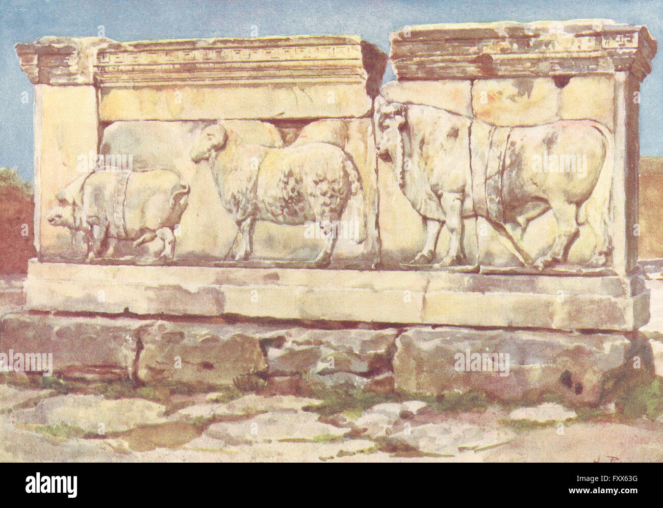 SACRIFICE : AMBARVALIA en relief de, forum, antique print 1905 Banque D'Images