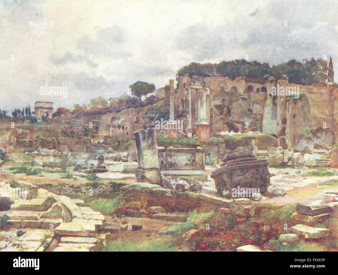 ROME : Forum Arch of Septimius Severus, antique print 1905 Banque D'Images
