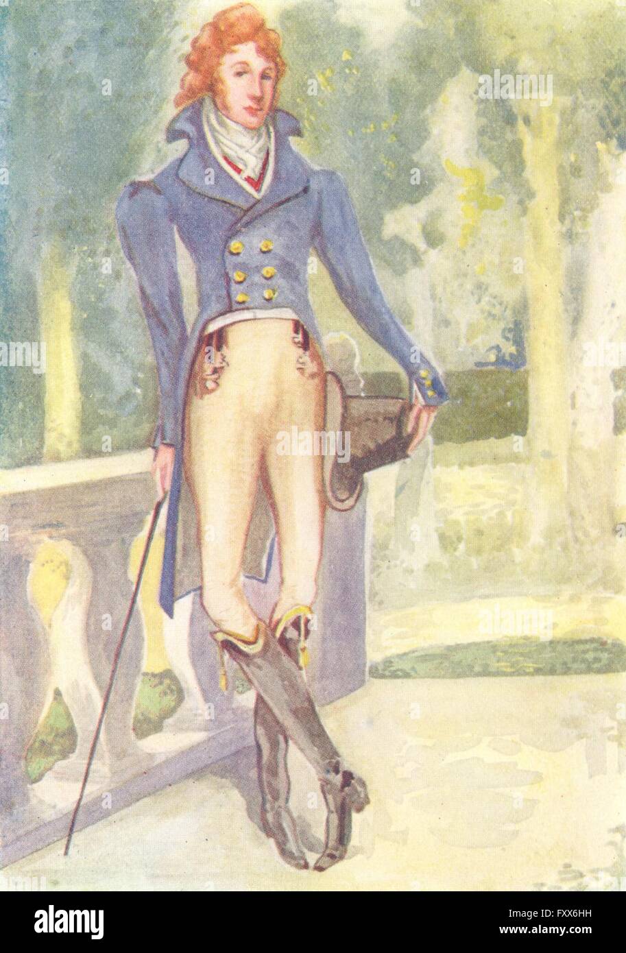 COSTUME : Un homme de règne George IV 1820-1830, vintage print 1926 Banque D'Images