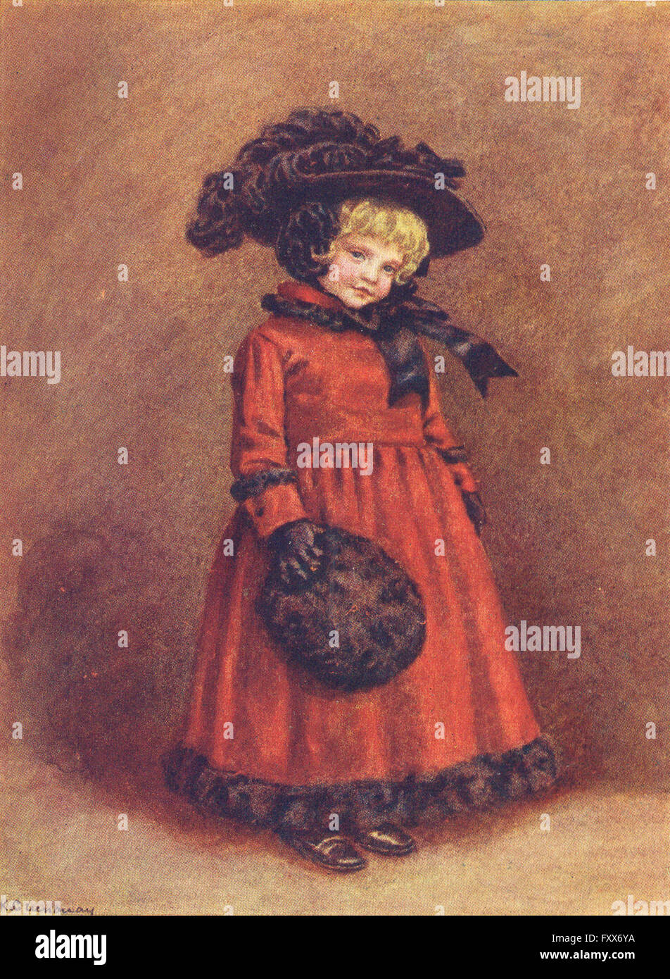 KATE GREENAWAY : hiver 1892, antique print 1905 Banque D'Images