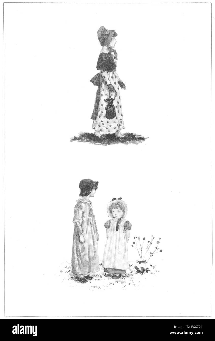 KATE GREENAWAY : Enfants Filles Mme Locker-Lampson, antique print 1905 Banque D'Images