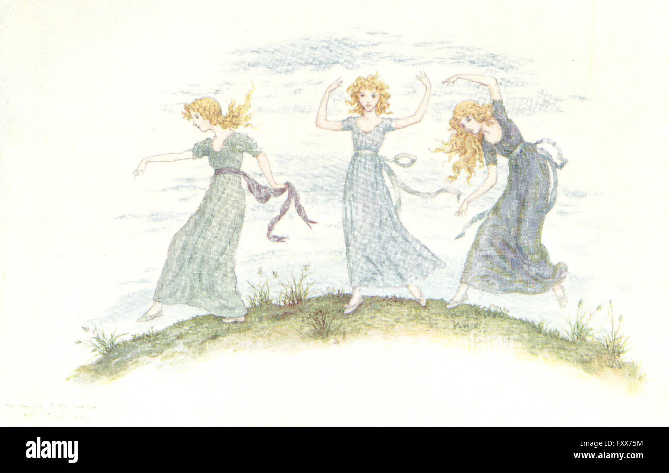 KATE GREENAWAY : Danse des Fées Fedspaths, antique print 1905 Banque D'Images