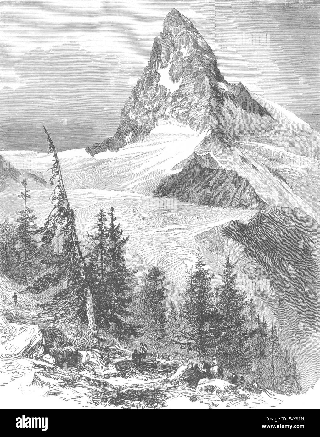 Tirage Albuminé Vintage Suisse - Vue Du Lac De Riffel Et Du Mont Cervin - Circa 1875 - Format 20x27 Cm