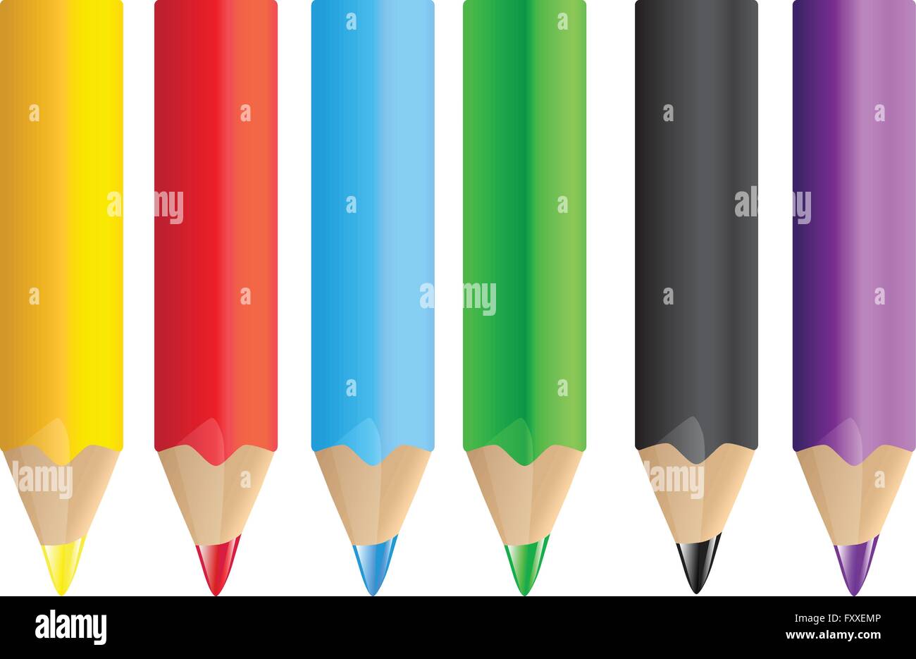 Ce vecteur est réalisé en utilisant illustrator.crayon de couleur ensemble  avec six couleurs Image Vectorielle Stock - Alamy