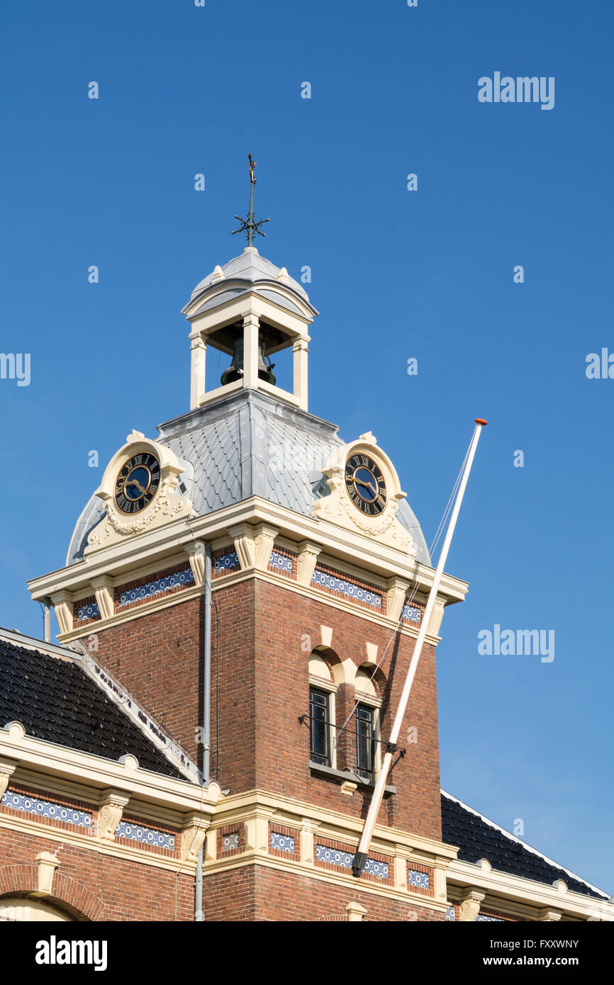 Haut de l'ancien palais de Havenmantsje à Harlingen, Frise, Pays-Bas Banque D'Images