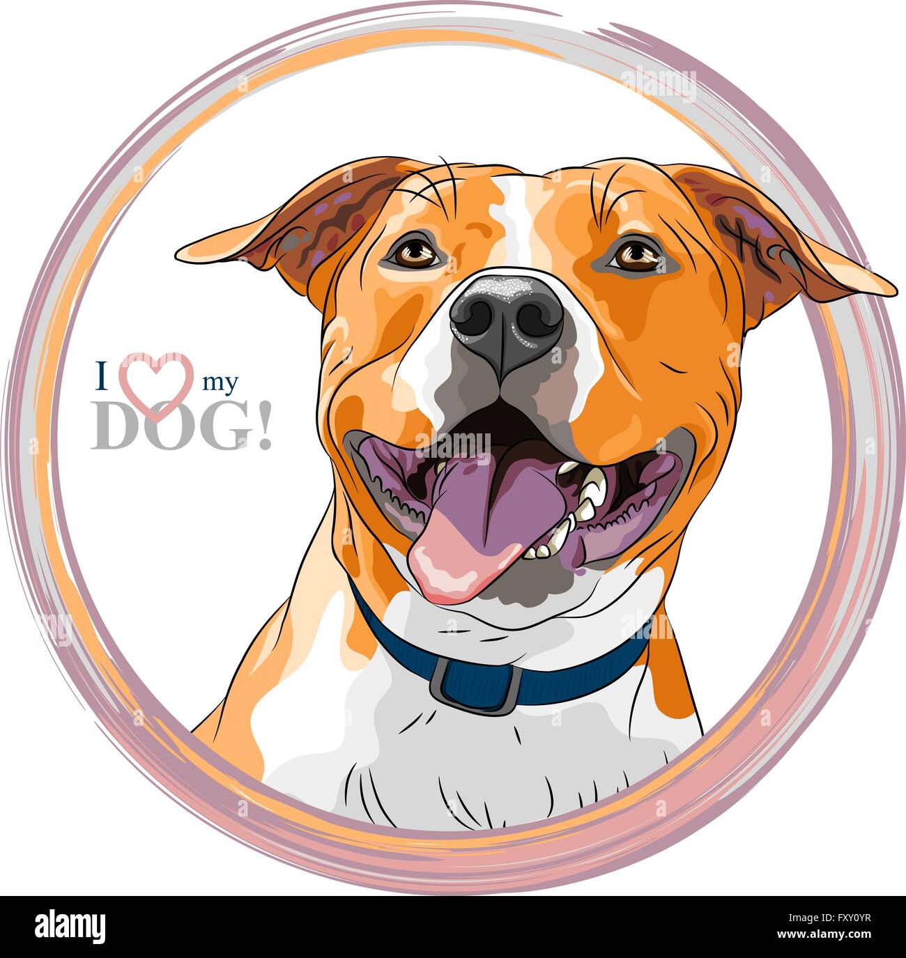 Dessin vectoriel smiling dog American Staffordshire Terrier breed Illustration de Vecteur