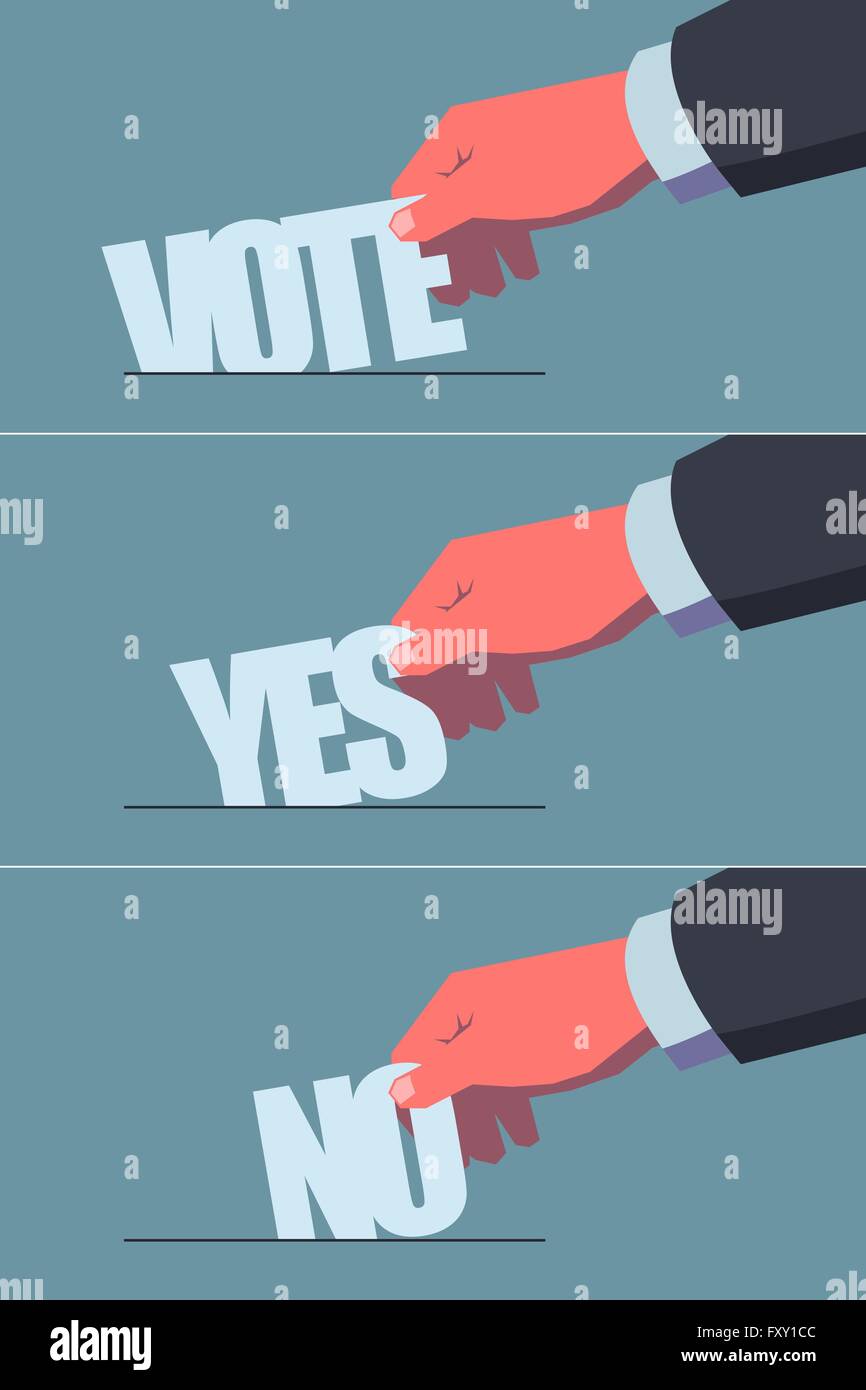 Concept de vote. illustrations Homme de main de mettre leur bulletin dans l'stylisé urne. Illustration de style vintage. Fichier en couches Illustration de Vecteur