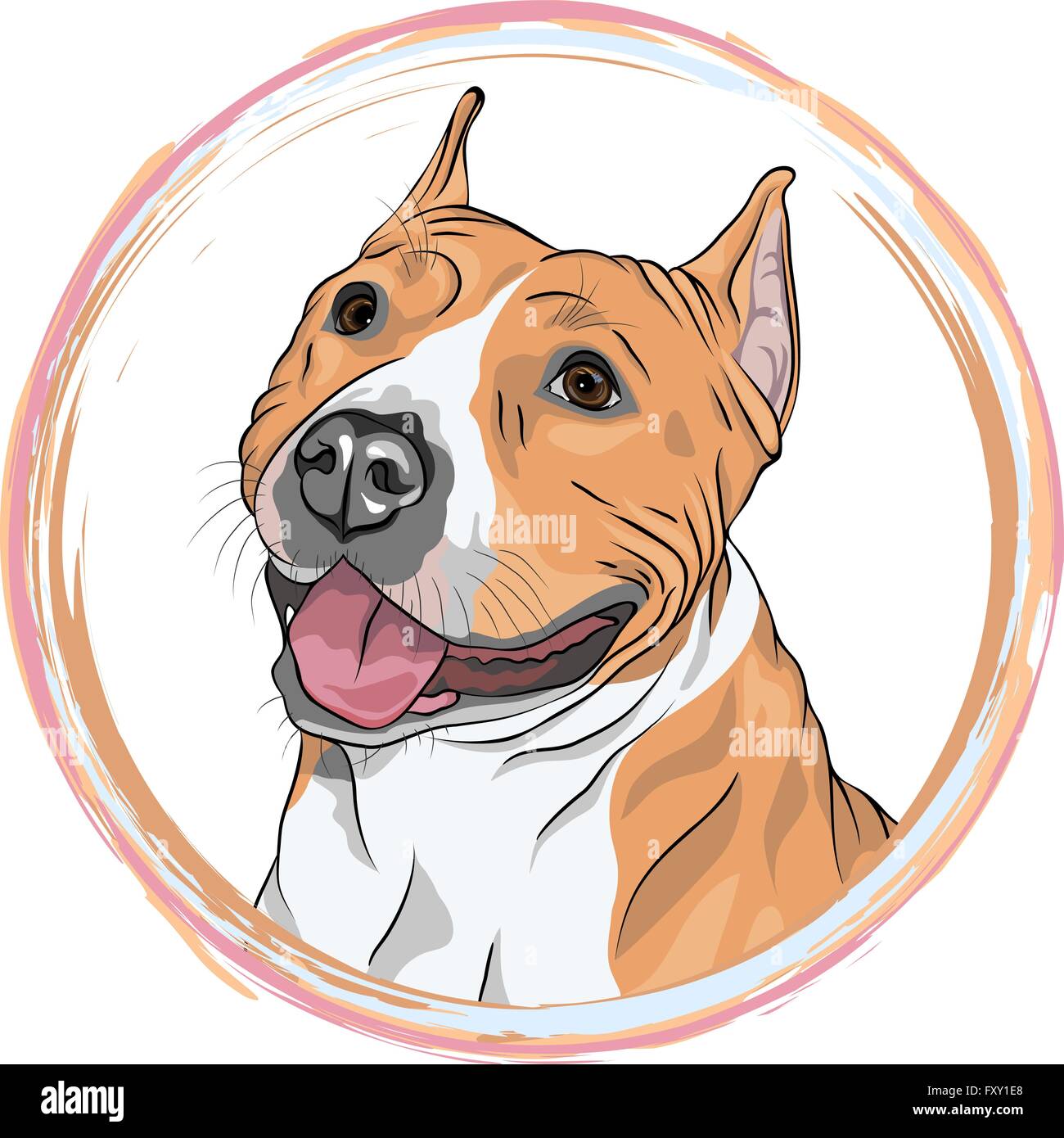 Dessin vectoriel smiling dog American Staffordshire Terrier breed Illustration de Vecteur