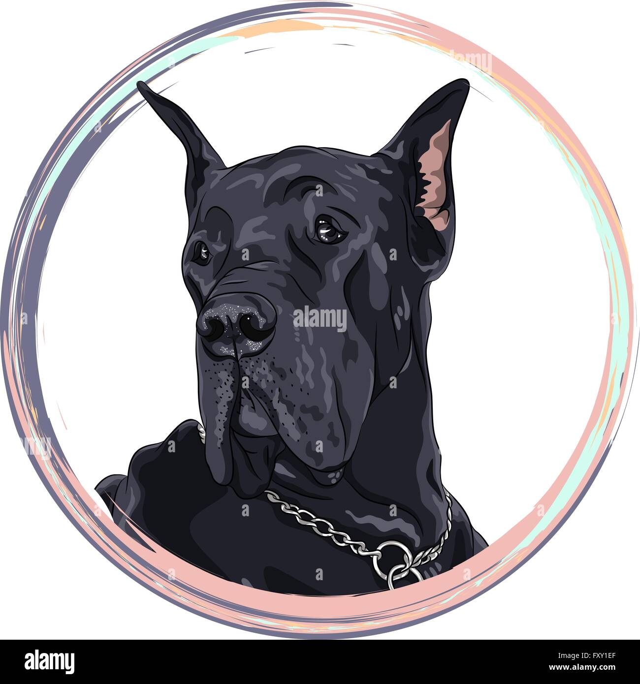 Croquis vecteur chien domestique race dogue allemand noir Illustration de Vecteur