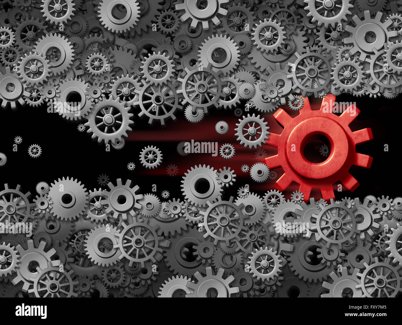 Puissance de l'innovation de l'énergie entreprise déplaçant la technologie ancienne industrie comme un changeur de jeu comme une illustration 3D de rouge Banque D'Images