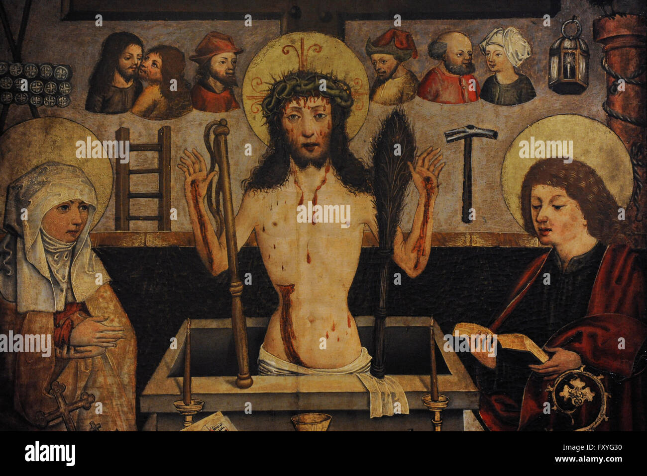 Unknow Milieu Rhinish artiste. Seconde moitié du 15ème siècle. La Messe de Saint Grégoire. Huile sur panneau. Détail. Le Musée de l'Ermitage. Saint Petersburg. La Russie. Banque D'Images