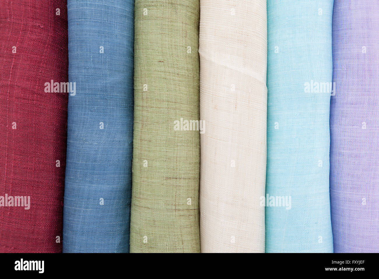 Différentes couleurs de tissu de chanvre Banque D'Images