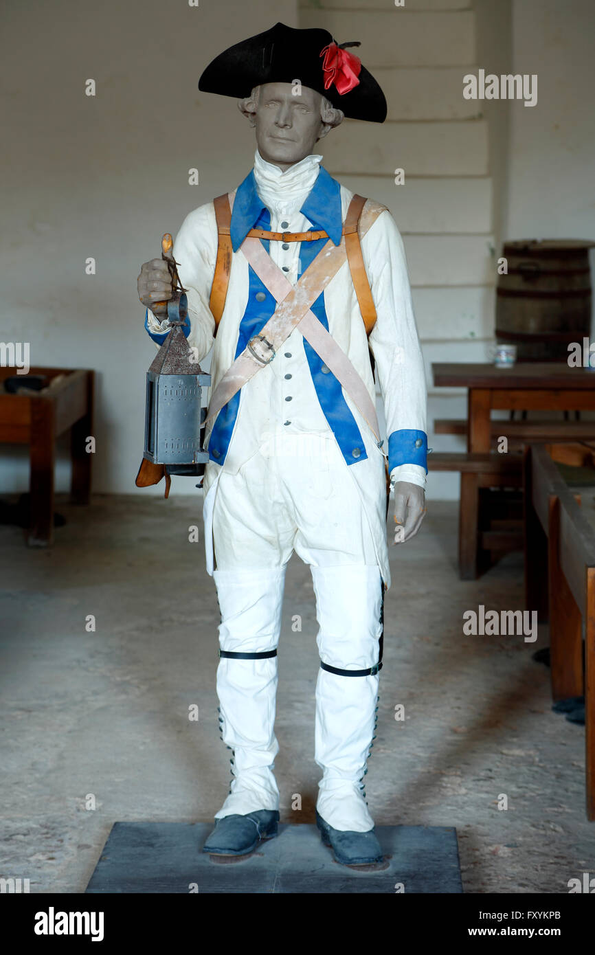 Mannequin portant un uniforme de soldat, château de San Cristobal, Site Historique National de San Juan, San Juan, Puerto Rico Banque D'Images