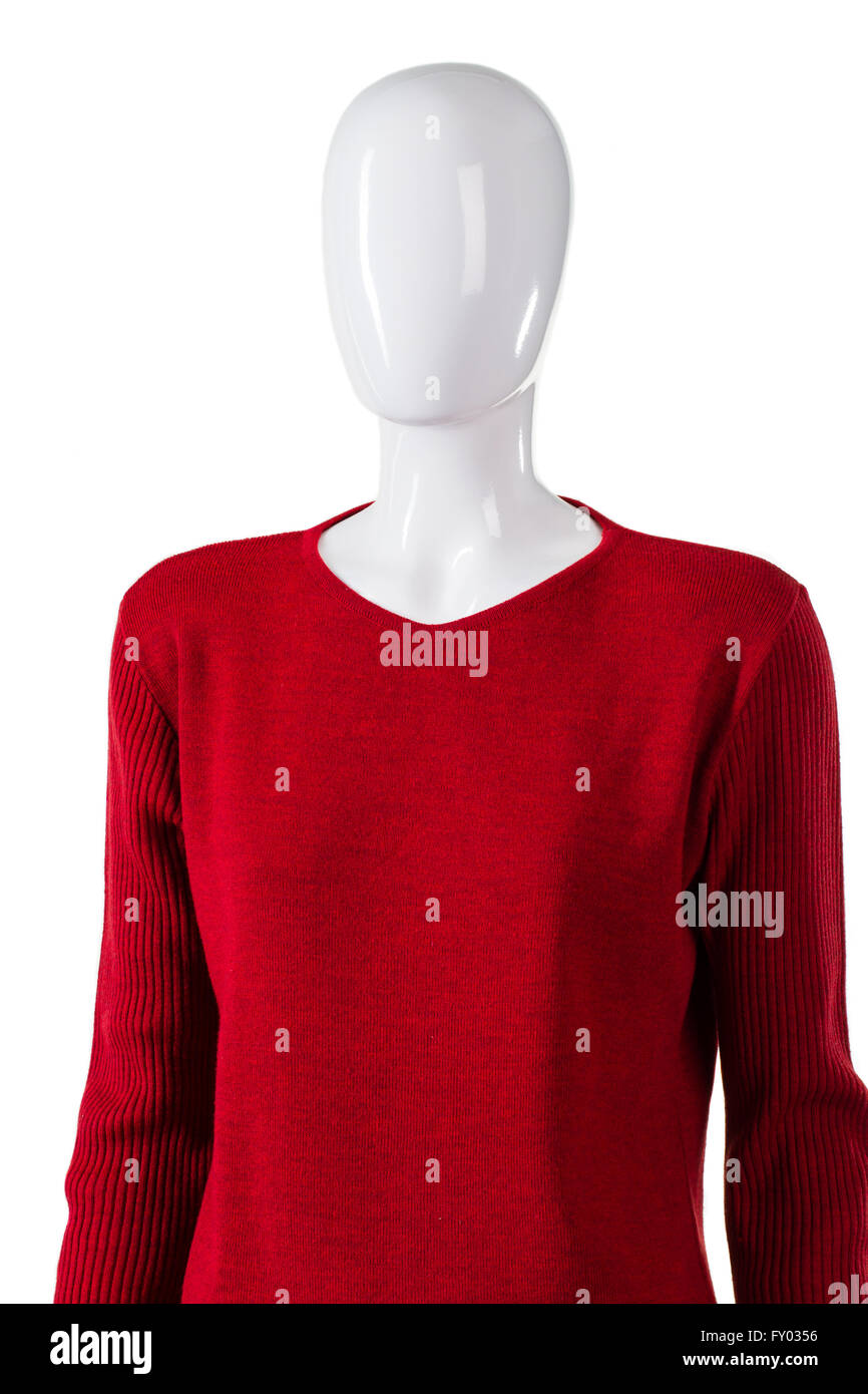 Pull rouge avec des manches longues. Banque D'Images