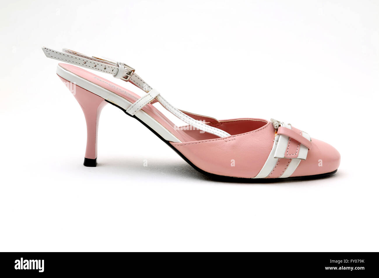 Roberto Venutt rose et blanc en cuir italien de chaussures talon avec boucle Banque D'Images