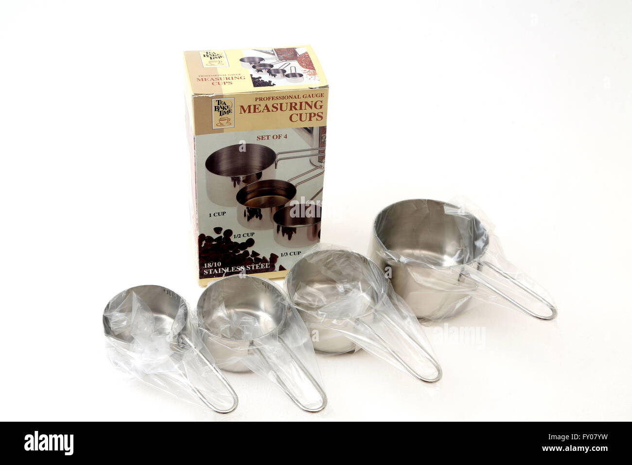 Temps de cuisson thé tasses à mesurer en acier inoxydable Banque D'Images