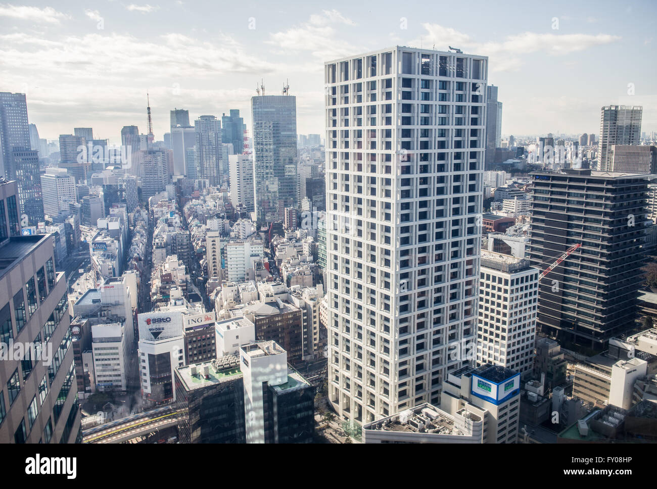 Vue aérienne de l'hôtel New Otani sur Akasaka de Tokyo district city, Japon avec Akasaka K sur le premier plan de la tour Banque D'Images